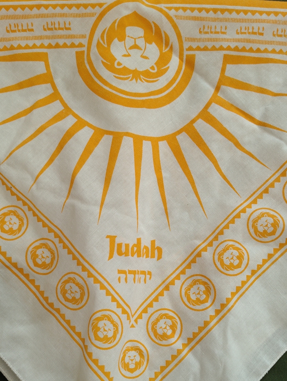 Lion Of Judah Bright Orange and White Bandana